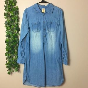 Faded Glory blue denim button down T-Shirt dress M